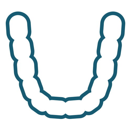 An outline of a patient's teeth whitening tray