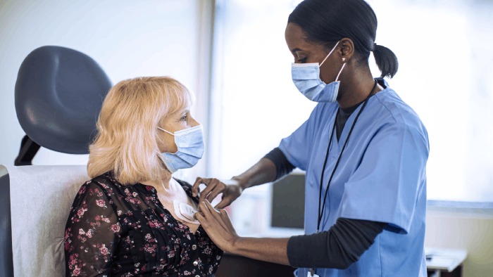 Masked healthcare professional