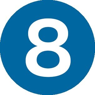 Blue #8 circle icon