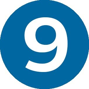 Blue #9 circle icon