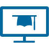 Icon of computer with education symbol
