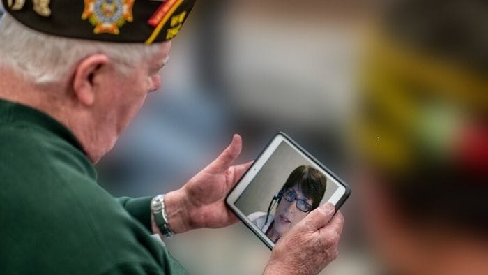 Veteran using tablet