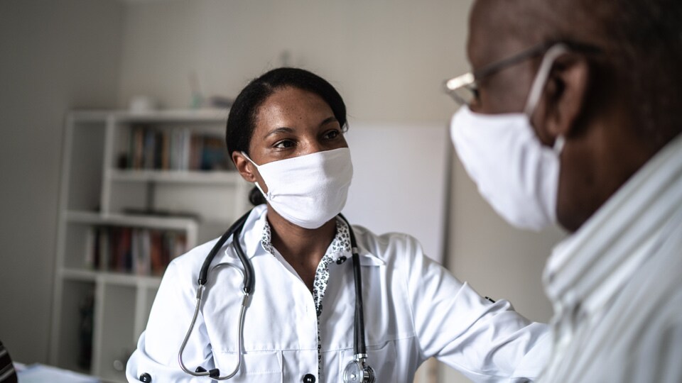 Patient talking with doctor