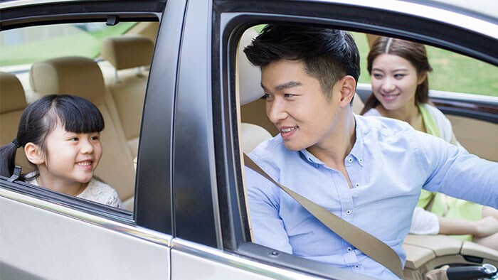 Family in car