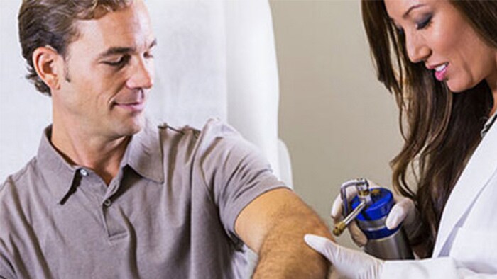 Man getting medical inspection
