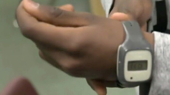 Person wearing actigraphy watch.