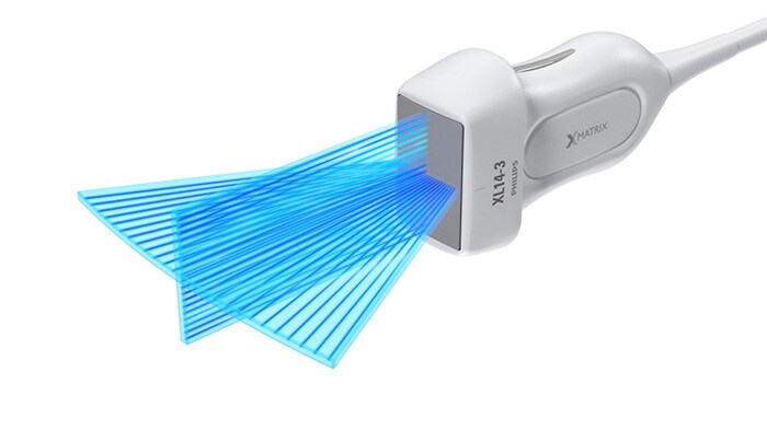 The Philips XL14-3 xMATRIX linear array transducer vascular ultrasound with xPlane Imaging