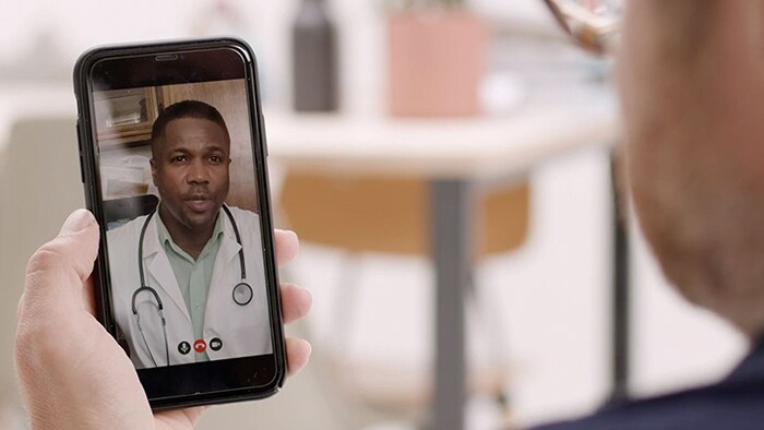 Patient speaking to healthcare professional on mobile