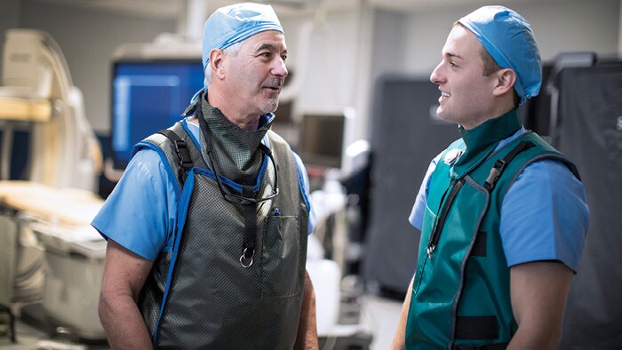 Medical professionals talking during break