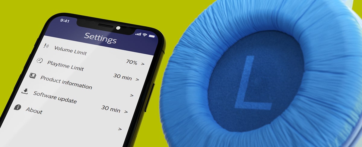 Image showing Philips Headphones App used for volume limit and playtime limit