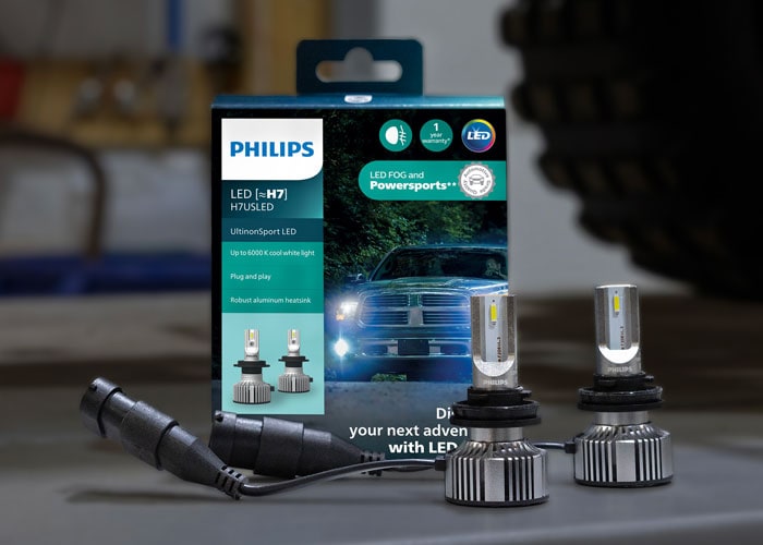  Philips UltinonSport H7 LED Bulb for Fog Light and Powersports  Headlights, 2 Pack : Automotive