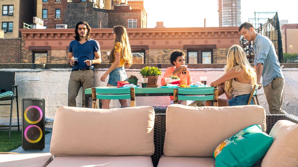 Philips X5206 Bluetooth party speaker being used at a party