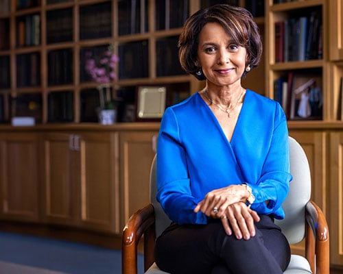 Purnima Kumar sitting in her office