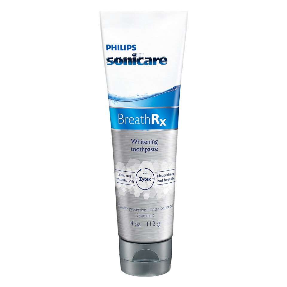 A tube of BreathRx whitening toothpaste