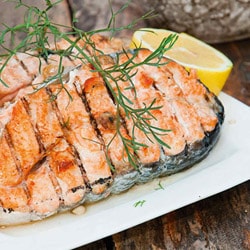 Grilled salmon steaks