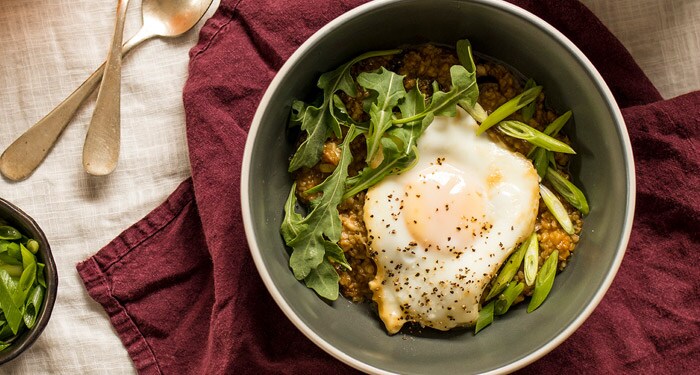 Savory Oatmeal with Baked Eggs