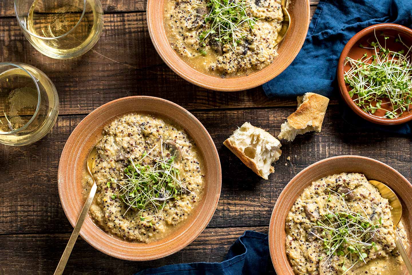 Vegan quinoa mushroom risotto