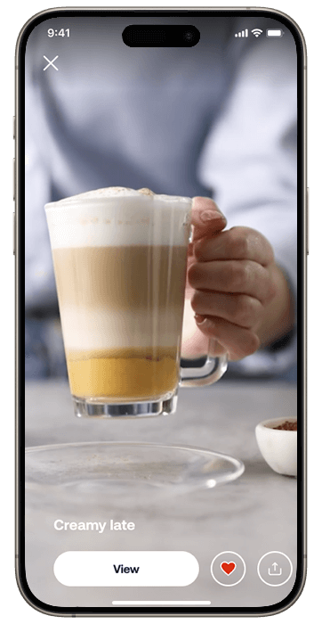 Smarphone with HomeID screen with coffee recipe showcased