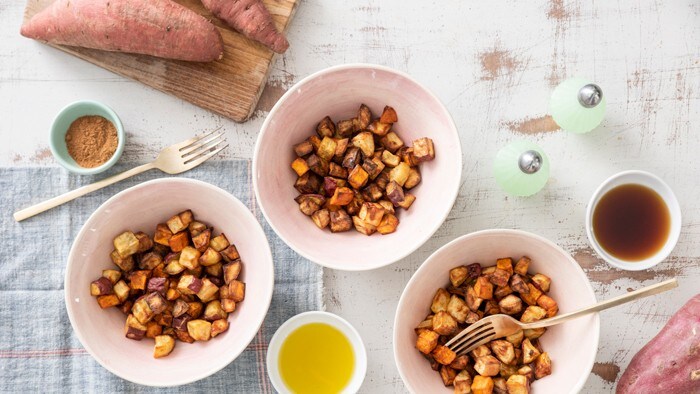 Crispy Air Fried Pumpkin Spiced Sweet Potatoes