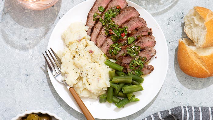 Grilled Sirlon Steak with Cilantro Chimichurri