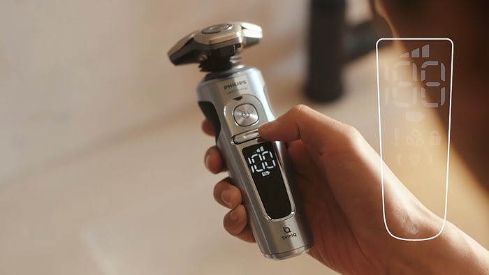 Navigation, icons and lights on the S9000 shaver