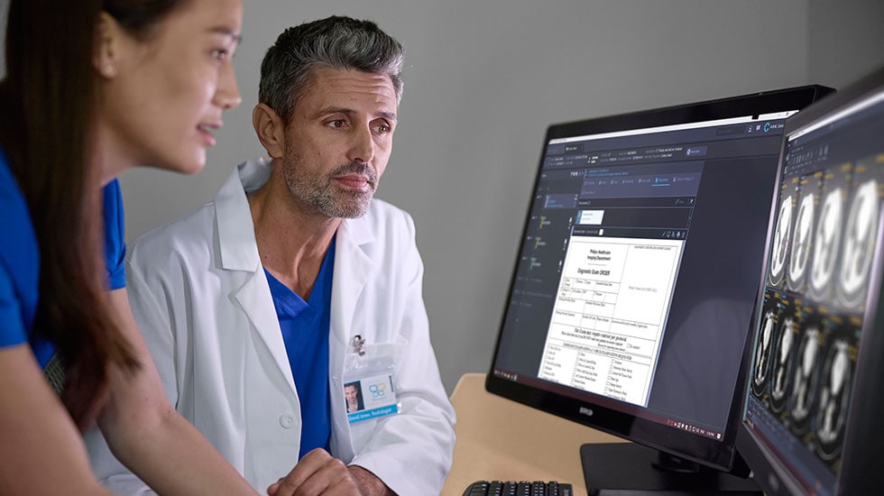 Radiologist reading images