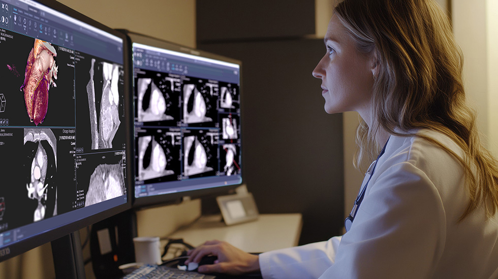 Radiologist using web diagnostic viewer